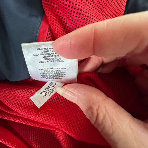 Tommy Hilfinger Navy Blue Red Trim Hooded Long Sleeve Zip Windbreaker Jacket S - Picture 9 of 12